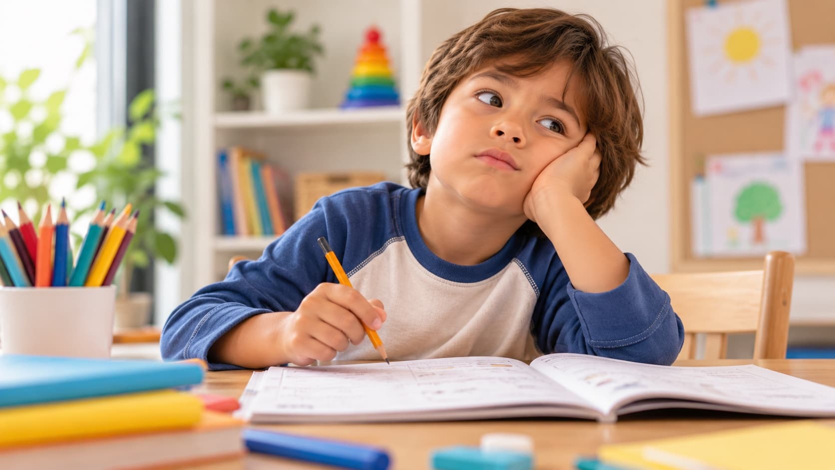 Niño y terapeuta trabajando la atención en una actividad
