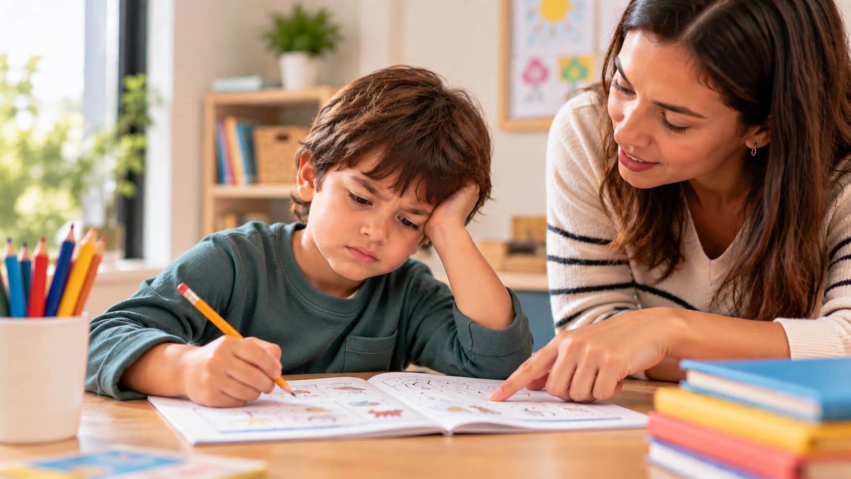 Niño recibiendo apoyo para participar en casa